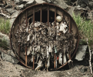 litter blocking drain pipe