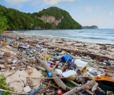 litter on beach